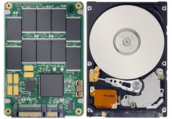 SSD и HDD диски внутри